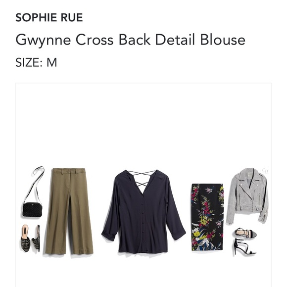 Sophie Rue Cross Back Detail Navy Blouse - Picture 3 of 12